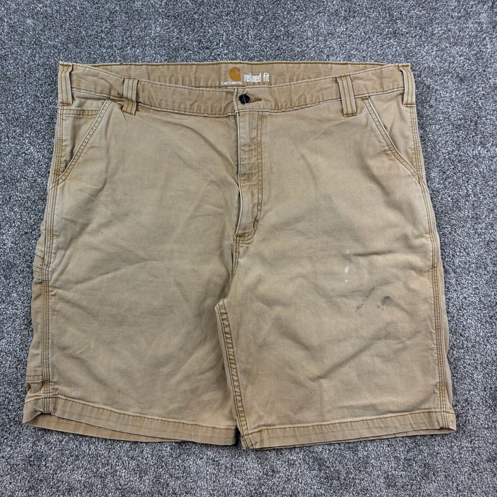 Vintage Carhartt Carpenter Shorts Mens 42 Beige Tan Heavy Duck Canvas Workwear